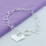 925 Silver European Heart Charm Bracelet for Women
