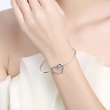 Double Heart Bangle Silver 925 Wedding Jewelry Bangles