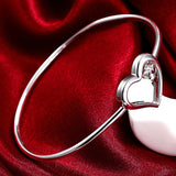 Double Heart Bangle Silver 925 Wedding Jewelry Bangles