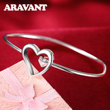 Double Heart Bangle Silver 925 Wedding Jewelry Bangles