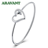 Double Heart Bangle Silver 925 Wedding Jewelry Bangles