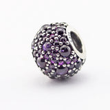 Silver Charm Clear Cz Midnight Crystal Charm Bead Fits Europe Charm Bracelet