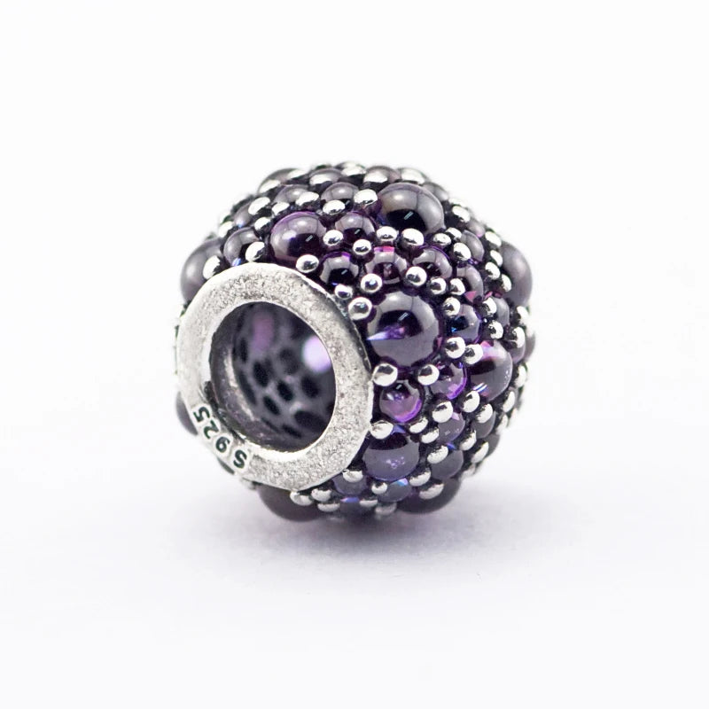Silver Charm Clear Cz Midnight Crystal Charm Bead Fits Europe Charm Bracelet