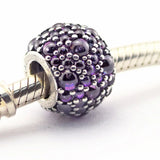 Silver Charm Clear Cz Midnight Crystal Charm Bead Fits Europe Charm Bracelet