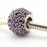 Silver Charm Clear Cz Midnight Crystal Charm Bead Fits Europe Charm Bracelet