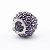 Silver Charm Clear Cz Midnight Crystal Charm Bead Fits Europe Charm Bracelet