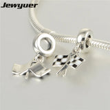 Sterling Silver Chequered Flags Enamel Charm for Jewelry Making