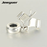Sterling Silver Chequered Flags Enamel Charm for Jewelry Making