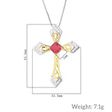 Emerald Gemstone Cross Pendant Necklace Religious Jewelry