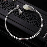 Vintage Hetian Chalcedony Orchid Bracelet Chinese Retro Charm Womens Jewelry