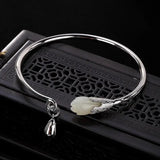 Hetian Chalcedony Orchid Bracelet Chinese Style Retro Charm Ladies Jewelry