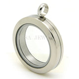 Silver 30mm 25mm 20mm round stainless steel floating locket pendant