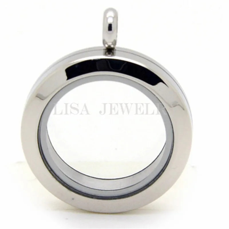 Silver 30mm 25mm 20mm round stainless steel floating locket pendant