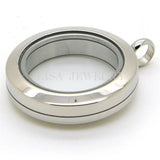 Silver 30mm 25mm 20mm round stainless steel floating locket pendant