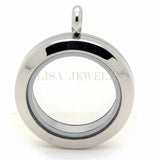 Silver 30mm 25mm 20mm round stainless steel floating locket pendant
