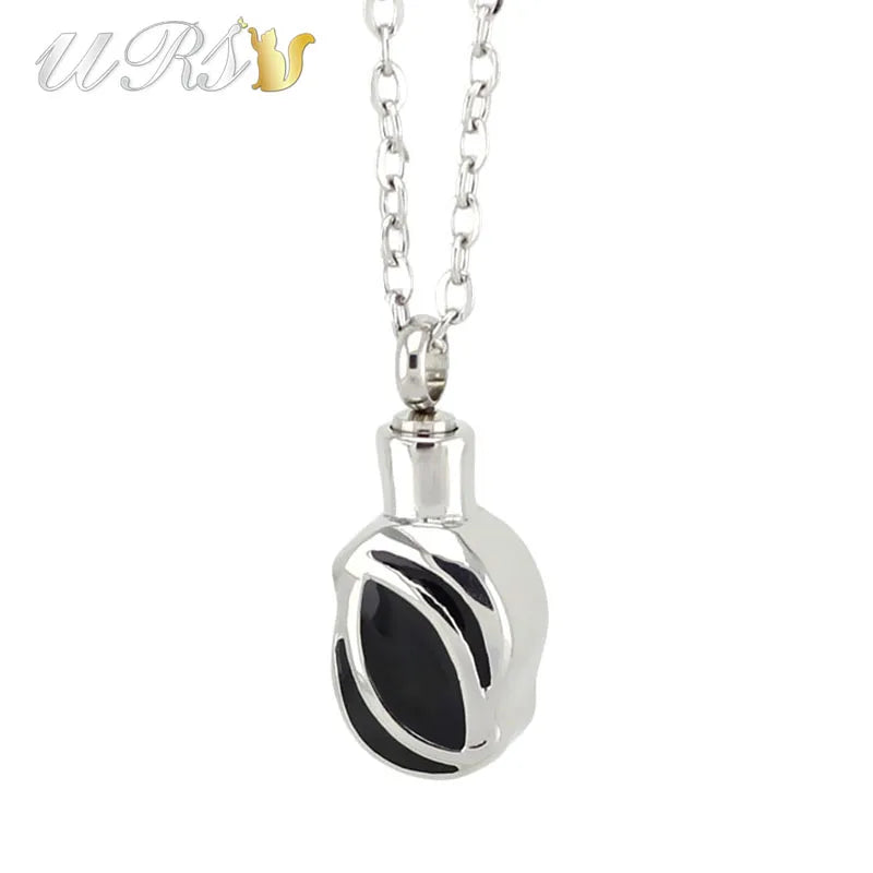 Silver Stainless Steel Irregular Shape Urn Cremation Jewelry Necklace