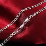 4MM Silver Chain Bracelet Necklace Set 925 Stamped