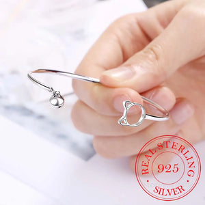 Silver Adjustable Cat Charm Bracelet & Bangle Gift
