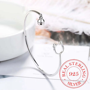 Silver Adjustable Cat Charm Bracelet & Bangle Gift