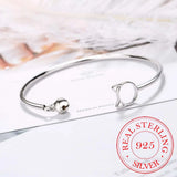 Silver Adjustable Cat Charm Bracelet & Bangle Gift