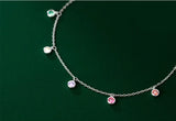 Silver Adjustable Chain Tassel Zircon Round Bead Charm Anklet