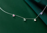 Silver Adjustable Chain Tassel Zircon Round Bead Charm Anklet