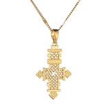 Silver African Cross Pendant Necklace Ethiopian Cross Women Chain