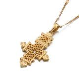Silver African Cross Pendant Necklace Ethiopian Cross Women Chain