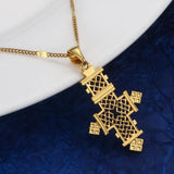 Silver African Cross Pendant Necklace Ethiopian Cross Women Chain