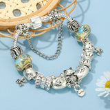 Silver Alloy Cat Beads Charm Bracelet Animal Pendant Jewelry Gift