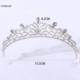 Silver Alloy Tiara Crown for Bride Rhinestone Headpiece