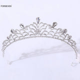 Silver Alloy Tiara Crown for Bride Rhinestone Headpiece