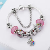 Silver Animal Style Charm Bracelets with Marano Beads for Kids