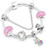 Silver Animal Style Charm Bracelets with Marano Beads for Kids