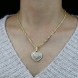 CZ Heart Pendant Necklace 3mm Tennis Chain Iced Out Women HipHop Jewelry
