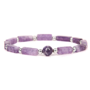 Amethysts Rectangle Stone Bracelet Meditation Jewelry