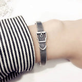 Silver Belt Buckle Braided Width Bracelet Female Creative Hand Jewelry Party