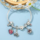 Silver Boy Girl Charm Bracelet Fiancee Crown Heart Beads Brace