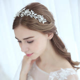 Silver Bridal Wedding Headband Pearl Hairband Crystal Rhinestone