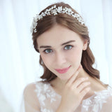 Silver Bridal Wedding Headband Pearl Hairband Crystal Rhinestone