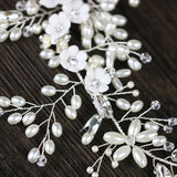 Silver Bridal Wedding Headband Pearl Hairband Crystal Rhinestone
