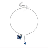 Silver Butterfly Chain Anklets Crystals from Austria Women Summer Bracelet
