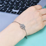 Silver Camellia Bracelet with Rhinestones for Women