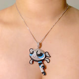 Silver Cartoon Pendant Necklace CZ Tennis Chain Iced Out Choker