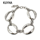 Silver Chain Bangle Bracelet Stainless Steel Link Jewelry