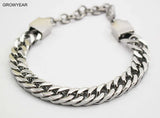 Silver Chunky Chain Men Wrist Bracelet Bangle Stainless Steel Jewelry