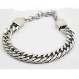 Silver Chunky Chain Men Wrist Bracelet Bangle Stainless Steel Jewelry