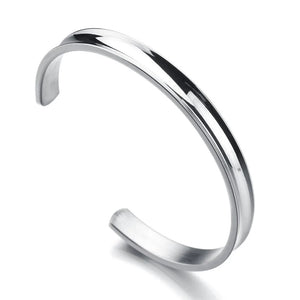 Silver Women Bangle Stainless Steel Bracelet Adjustable Size