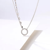 Silver Clavicle Chain Necklace Shining Circle Round Multilayer Jewelry