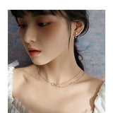 Silver Clavicle Chain Necklace Shining Circle Round Multilayer Jewelry
